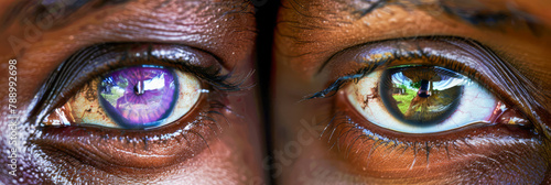 Close-up of Human Eyes with Vivid Reflections