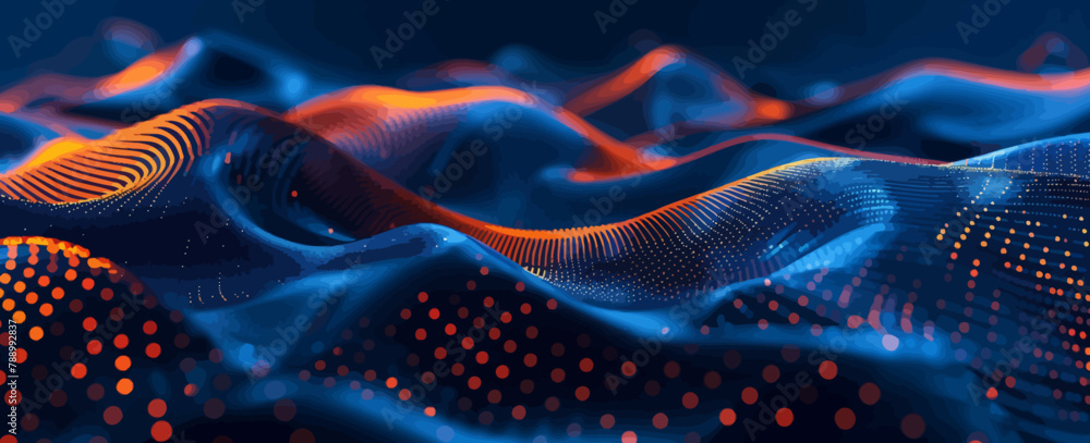 a blue and orange abstract background with dots