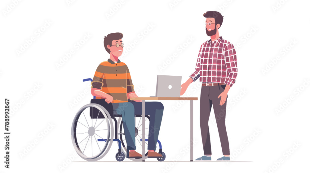 a man in a wheelchair shaking hands with another man