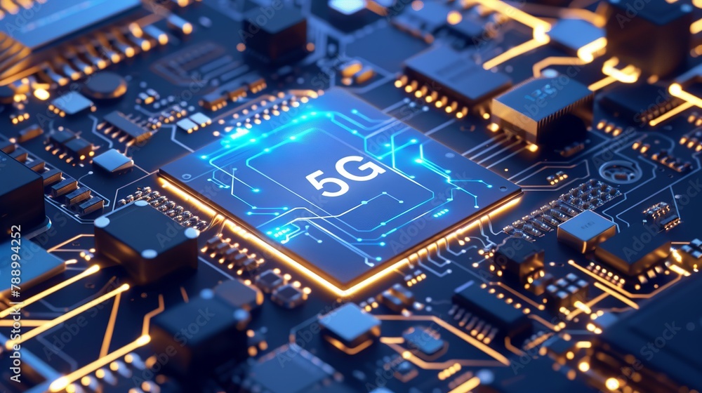 Advanced 5G technology chipset at the core of IoT connectivity - high-speed data processing and wireless communication innovation Advanced 5G technology chipset at the core of IoT connectivity - high-speed data processing and wireless communication innovation