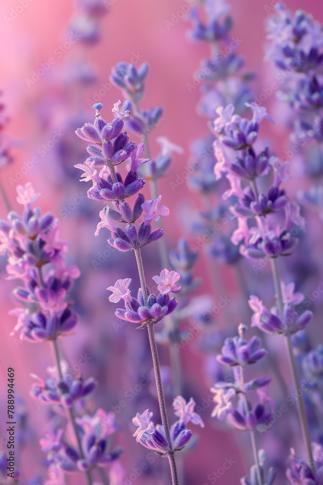 Lavender Blossoms Against a Soft Pink Gradient Background Lavender Blossoms Against a Soft Pink Gradient Background