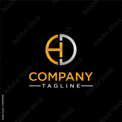 Ceative logo DH ,with black background ,vector