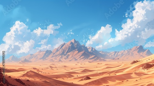 Expansive Desert Landscape Under Blue Sky