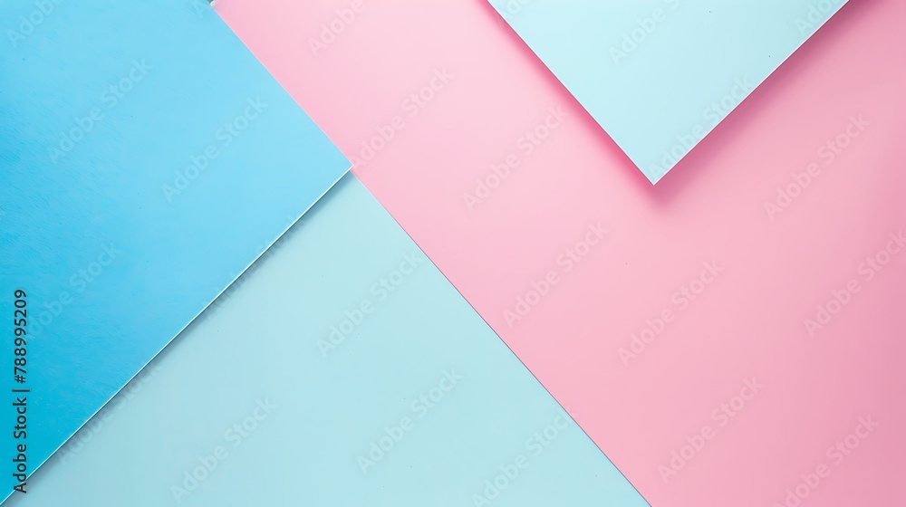 Abstract geometric shape pastel pink and blue paper background