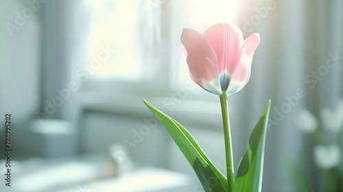 pink tulip in whit room : Generative AI photo