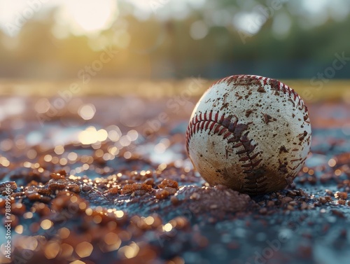 Baseball on Field Close-Up