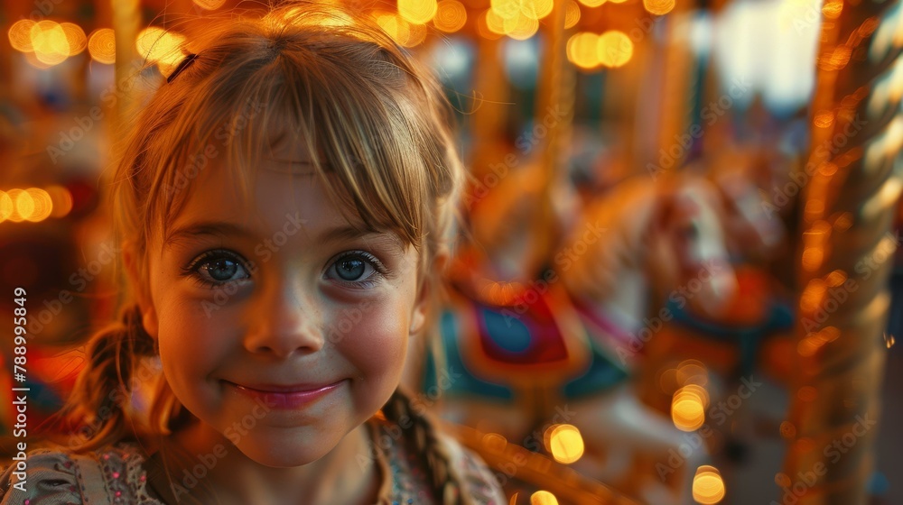 Happy Little Girl on Carousel Happy Little Girl on Carousel
