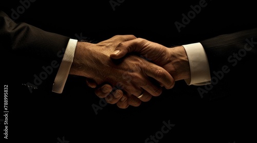 Business Handshake on Dark Background.
