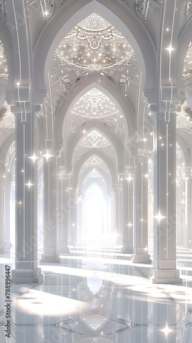A refined heavenly Islamic architecture scene, intended for a social media profile picture,