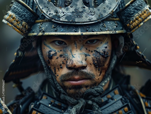 Samurai Portrait in Traditional Armor