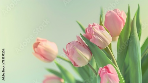 Tulips floral tulip bunch for website design decoration Close up pink flower and light green leaf in bedroom Interior design for house decor townhome real estate property condo buildin : Generative AI