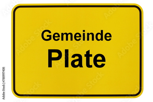 Illustration eines Ortsschildes der Gemeinde Plate in Mecklenburg-Vorpommern