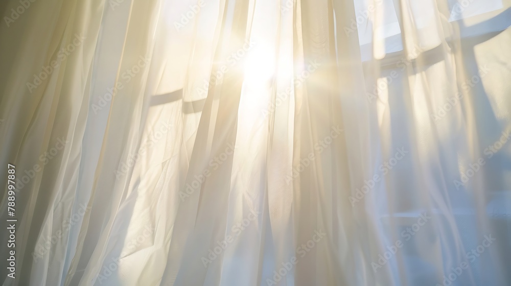 light shine through white curtain by the window of home room : Generative AI light shine through white curtain by the window of home room : Generative AI