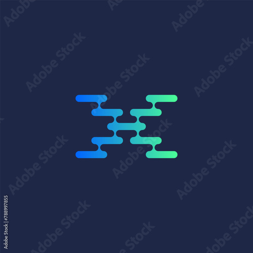 Letter X initial logo with blue green gradient
