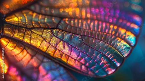 Insect Wings: A photo capturing the iridescence of a beetles wing photo