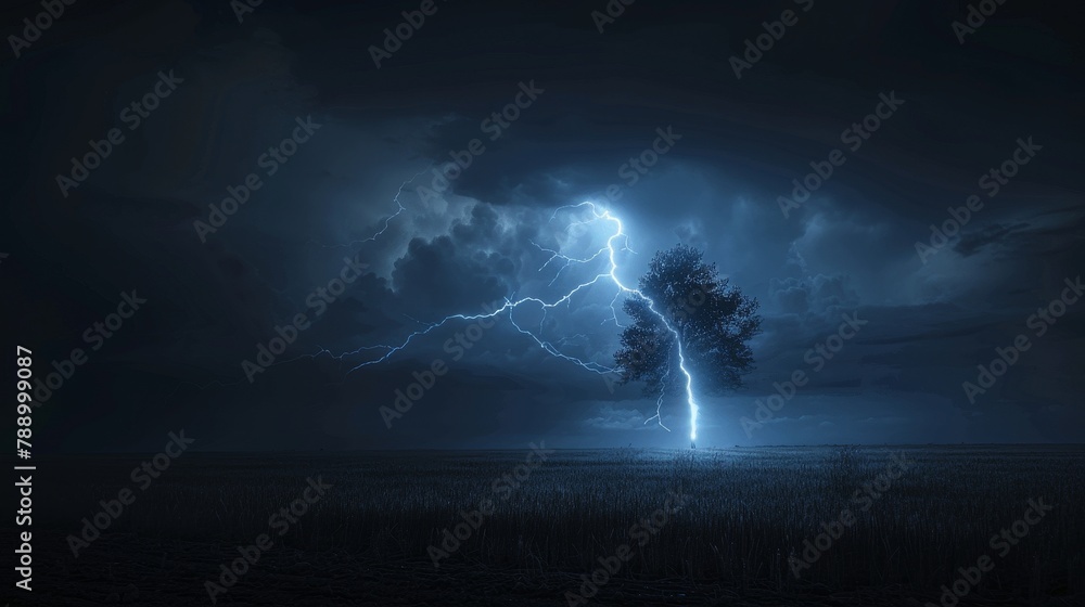Lightning Strike: An image of a lightning bolt striking a field