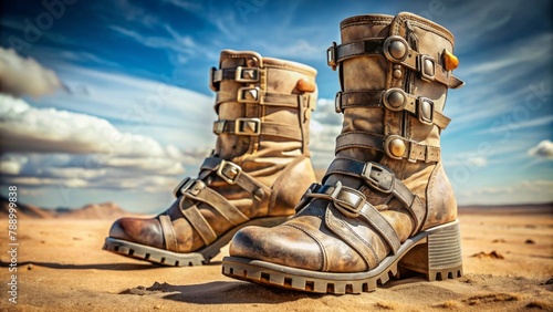 Imagine a pair of women's shoes that embody the essence of post-apocalyptic style.