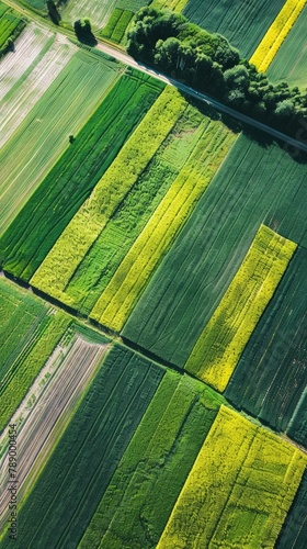 Patchwork of agricultural fields seen from above as a texture