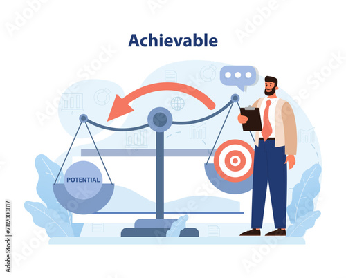 Achievable goals showcased. Flat vector illustration
