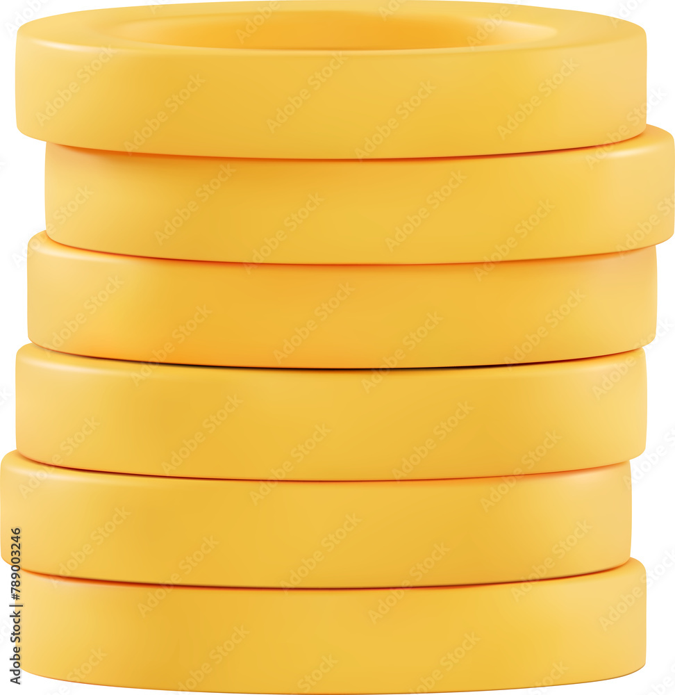 Obraz premium 3D stack of gold coins icon, Pile of American dollar.