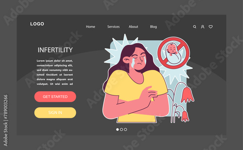 Infertility. Crying woman thinking about baby loss. Infertility and miscarriage