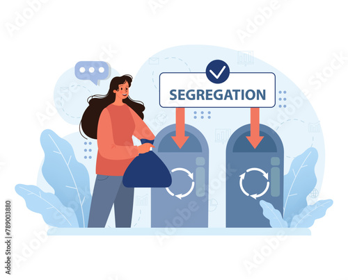 Efficient Waste Segregation concept. Flat vector illustration