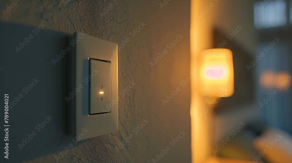 Closeup elements of the interior of the apartment The light switch on the wall : Generative AI Closeup elements of the interior of the apartment The light switch on the wall : Generative AI