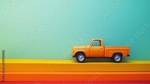 Car toy truck on colored background