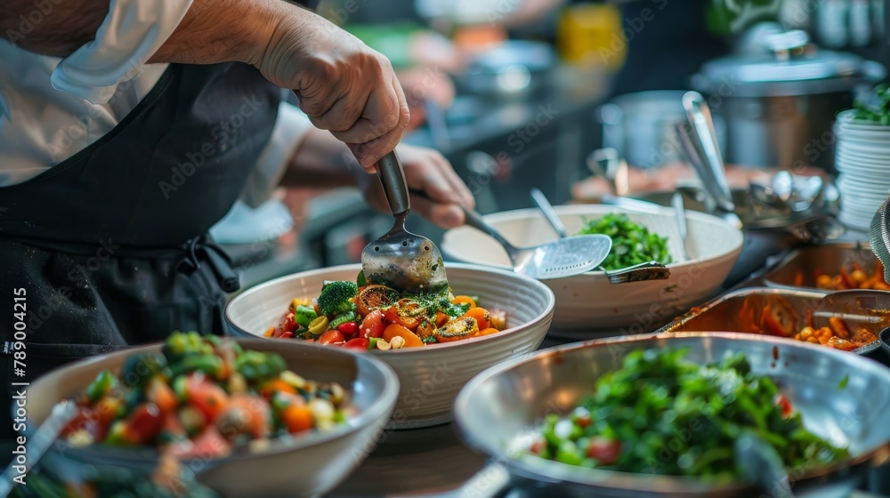 Obraz premium Collaborating with chefs to innovate plant-based menus with diverse vegetarian and vegan dishes