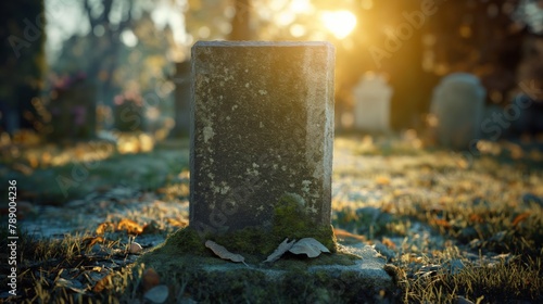 Blank old gravestone in graveyard.