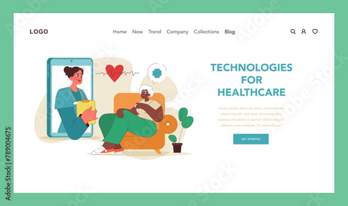 Healthcare tech support concept. Vector illustration