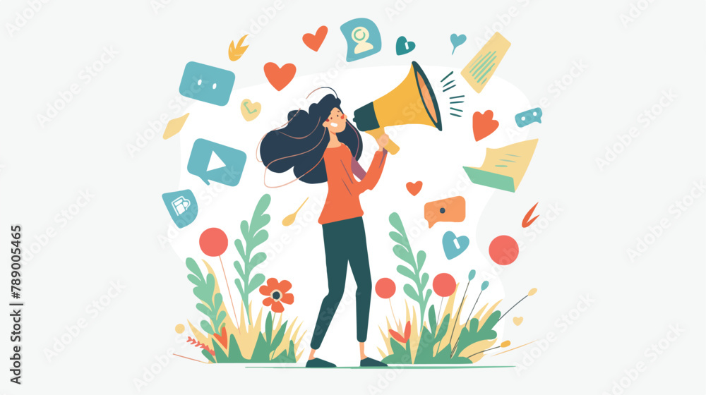 Share your story on social media vector illustration.