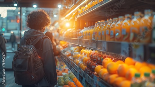 Man shopping for groceries in a supermarket photo