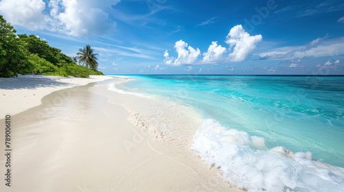 secluded beach with pristine white sand and turquoise water