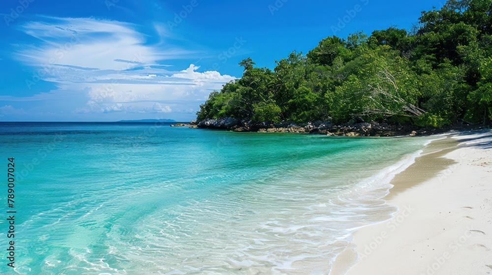 secluded beach with pristine white sand and turquoise water secluded beach with pristine white sand and turquoise water