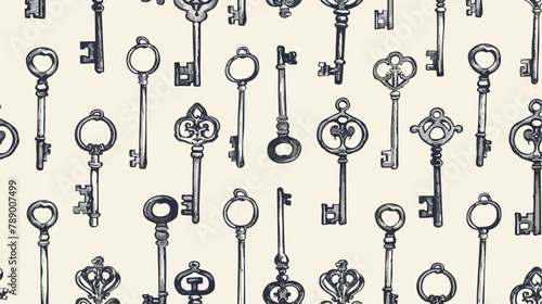 Seamless vintage pattern with old victorian door keys © Mishab