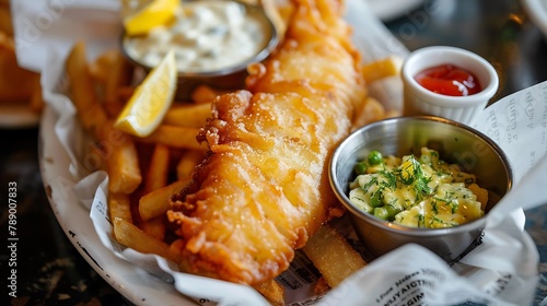 Cod Fish and Chips at the waterside photo