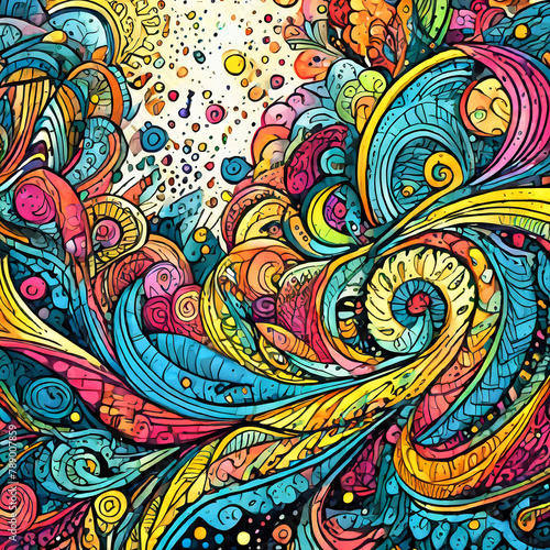 colorful and decorative abstract doodle illustration