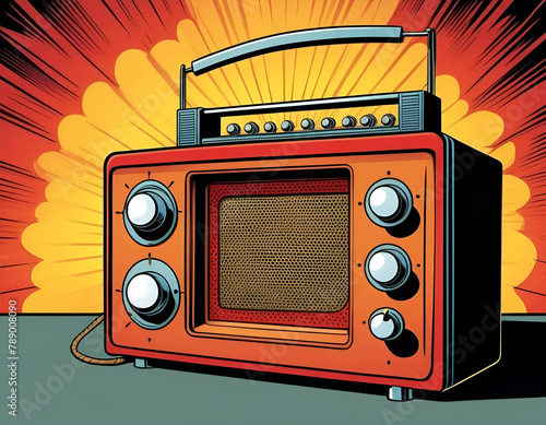 Retro radio, strip style illustration