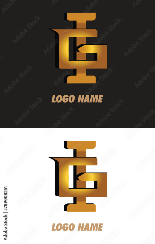 Obraz premium symbol Interlocking Letter IG Logo or interlocking GI monogram logo gold silver black background