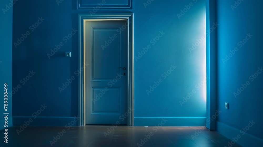 Front door isolated in the blue color family : Generative AI