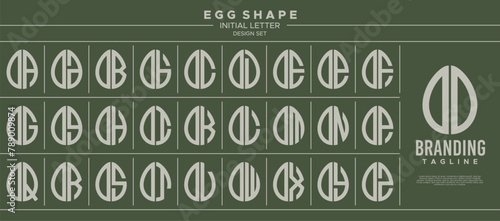 Collection of food egg shape letter O OO logo, number 0 00 design