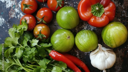 Ingredients for tomatillo salsa photo