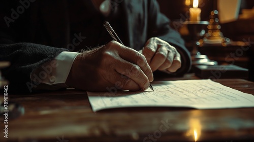 Man Writing a Letter by Candlelight