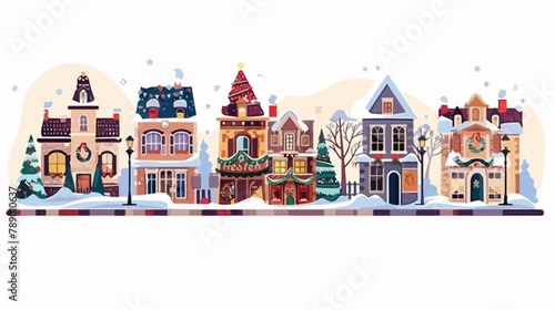 Set of Four winter cityscapes or urban landscapes 