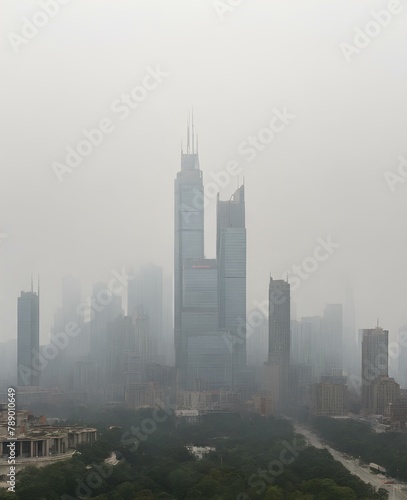 Skyscrapers somewhere far off on a foggy day  © GulBadeen