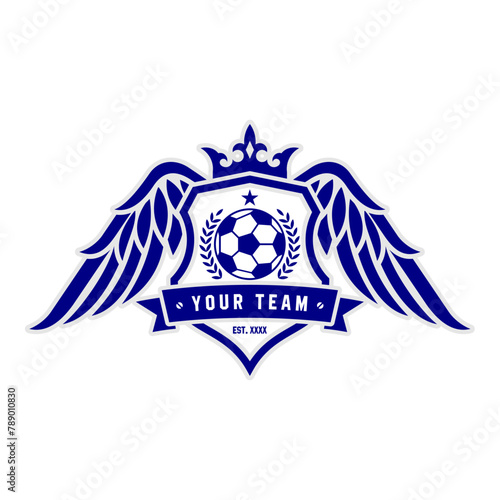 Football or Soccer Logo Shield Wings and Crowns Vector Design-2