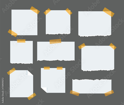 set of white paper with sticker vector illustration	

