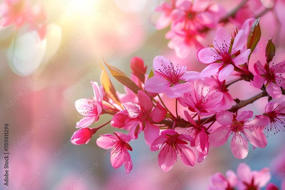 Spring flowers. Beautiful pink tree flowers in spring .
