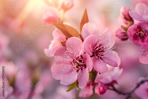 Spring flowers. Beautiful pink tree flowers in spring .